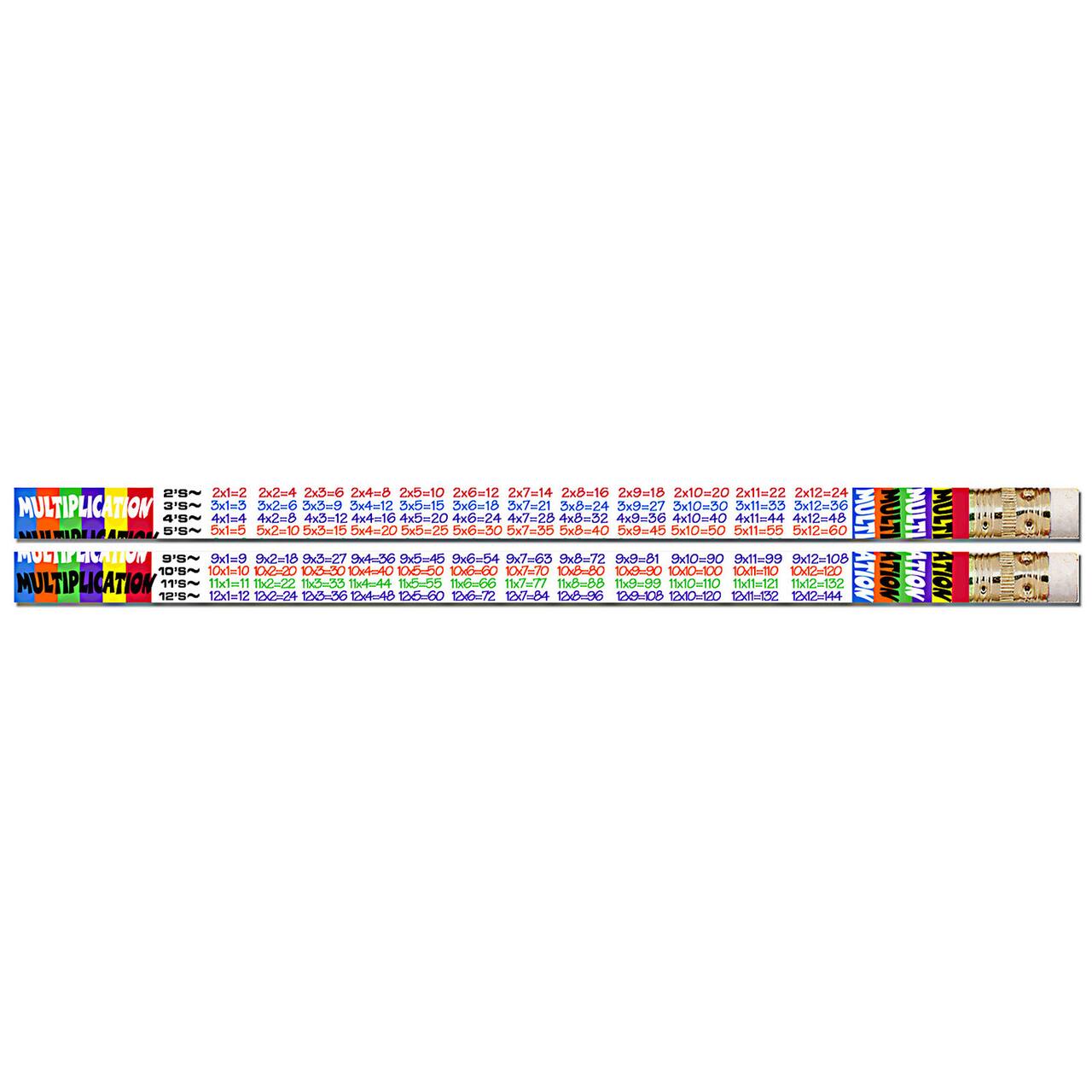 Musgrave Multiplication Tables Motivational Pencils, 12 Packs of 12